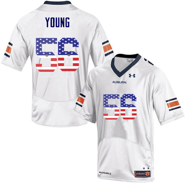 Auburn Tigers Men's Avery Young #56 White Under Armour Stitched College USA Flag Fashion NCAA Authentic Football Jersey XVT6674SF